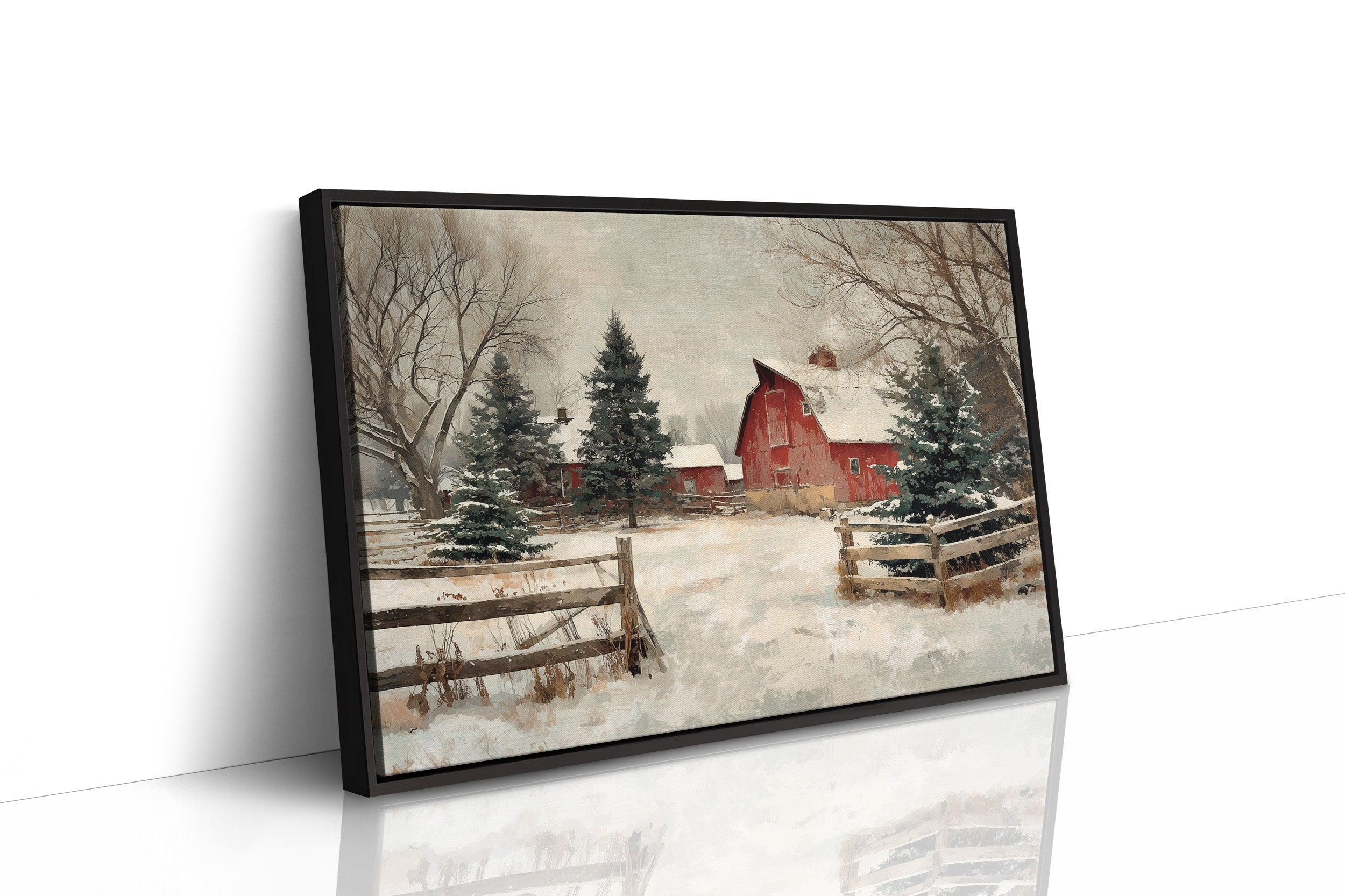 Crimson Barn in Winter's Embrace