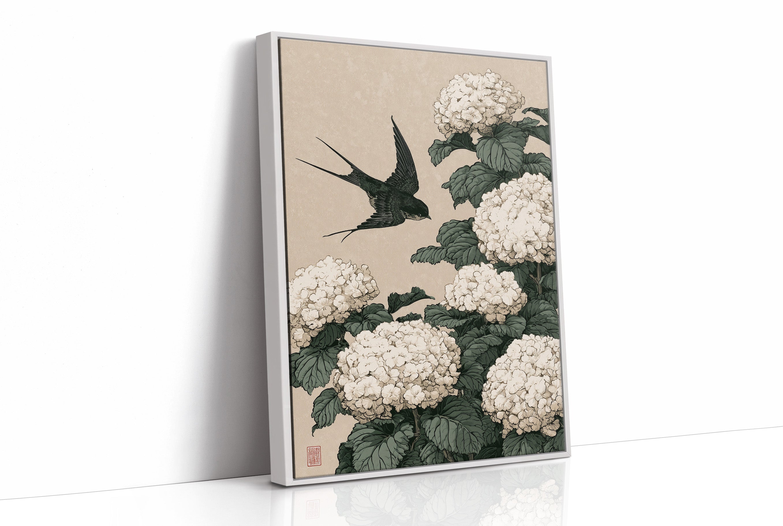 Swallow's Descent Among Snowball Blooms