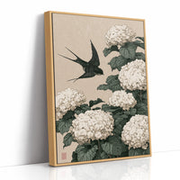 Swallow's Descent Among Snowball Blooms