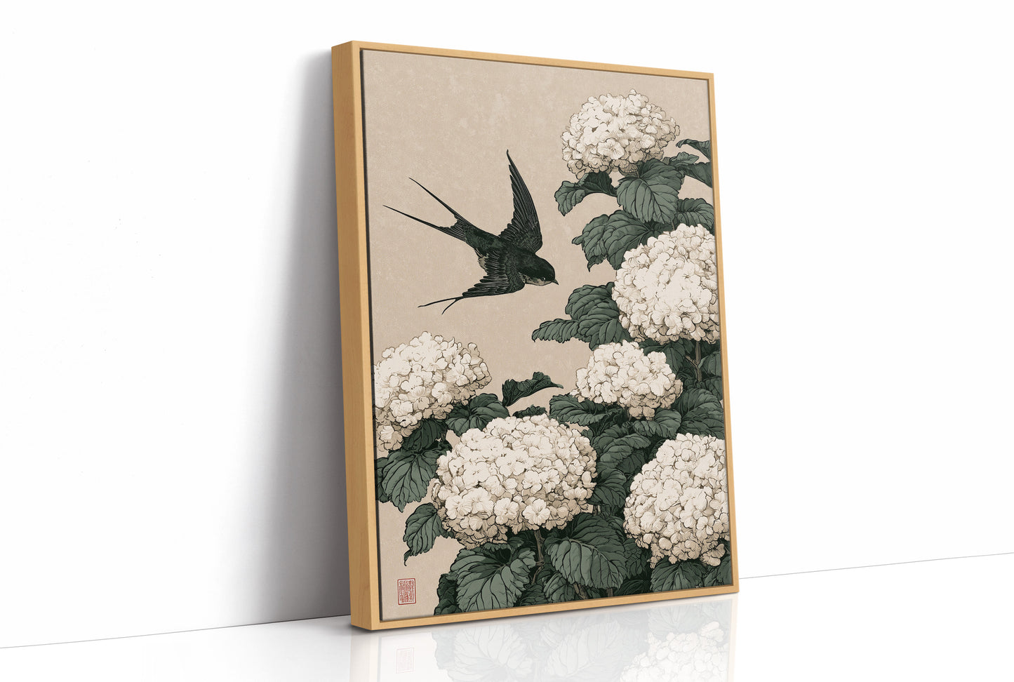 Swallow's Descent Among Snowball Blooms