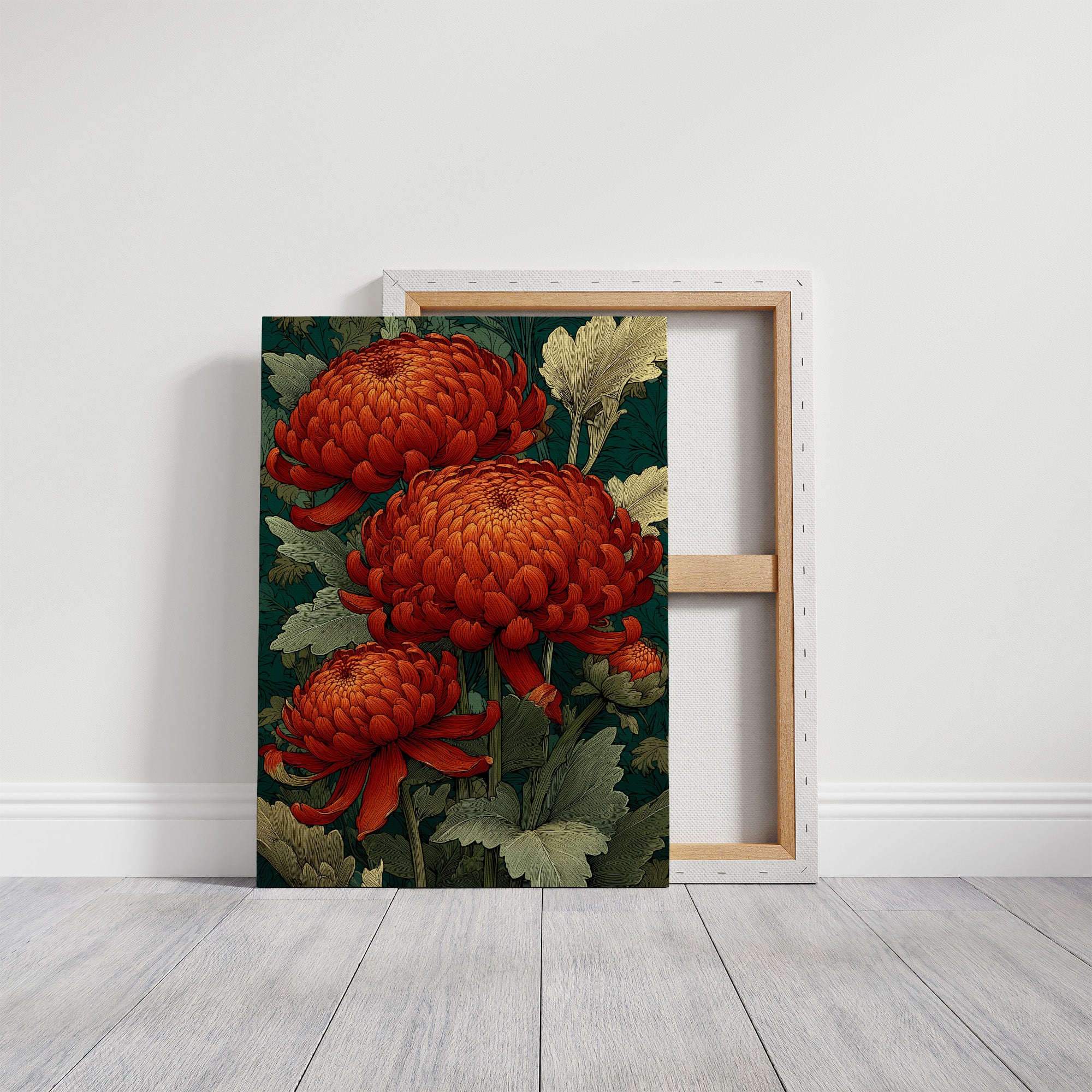 Chrysanthemums in Deep Jade