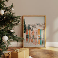 Pastel Skis Paint Winter Mountains