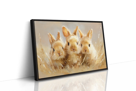 Curious Bunnies Dance Through Golden Grass
