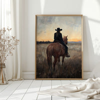 Back to the Prairie – Cowgirl on Horse at Dusk