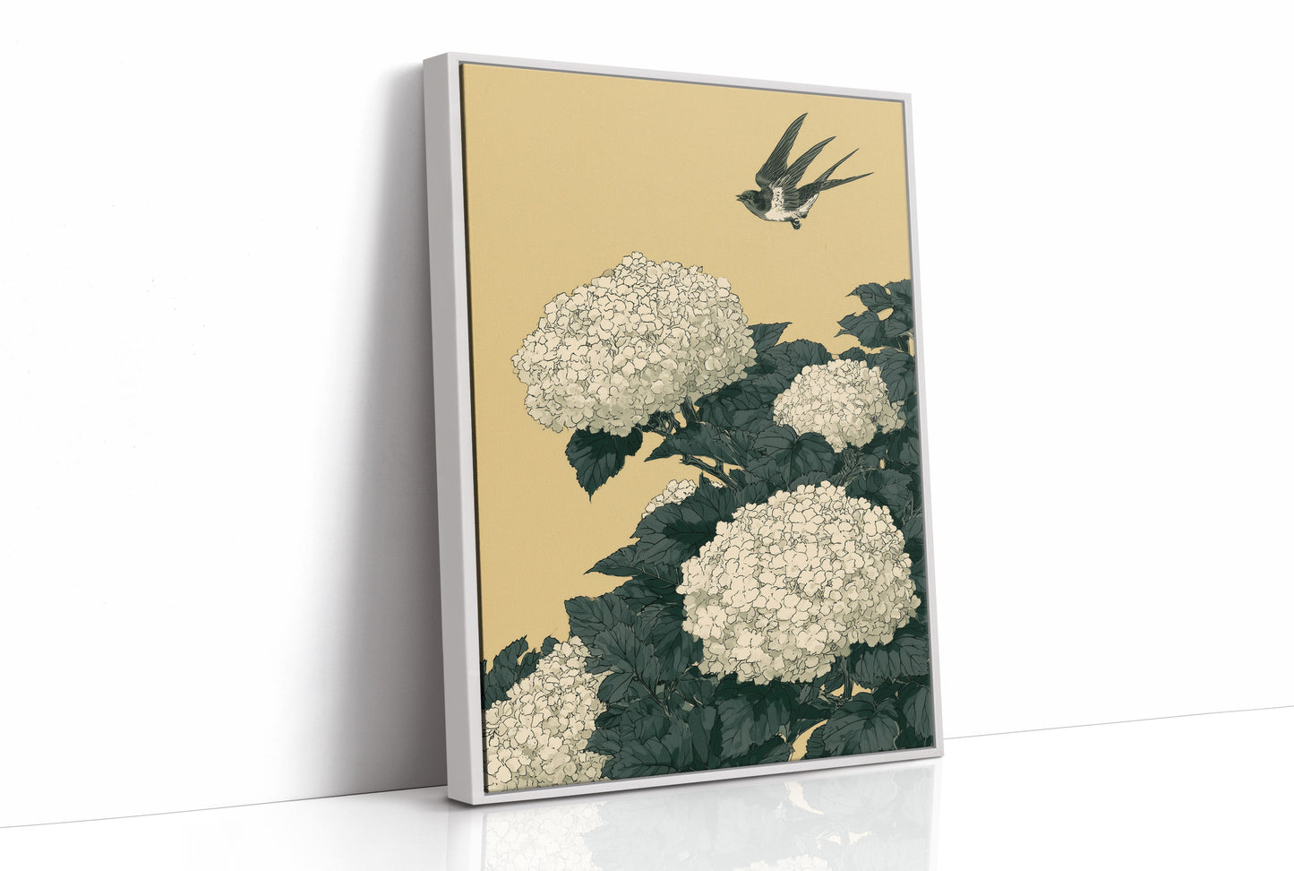 Swallow Over Golden Hydrangea