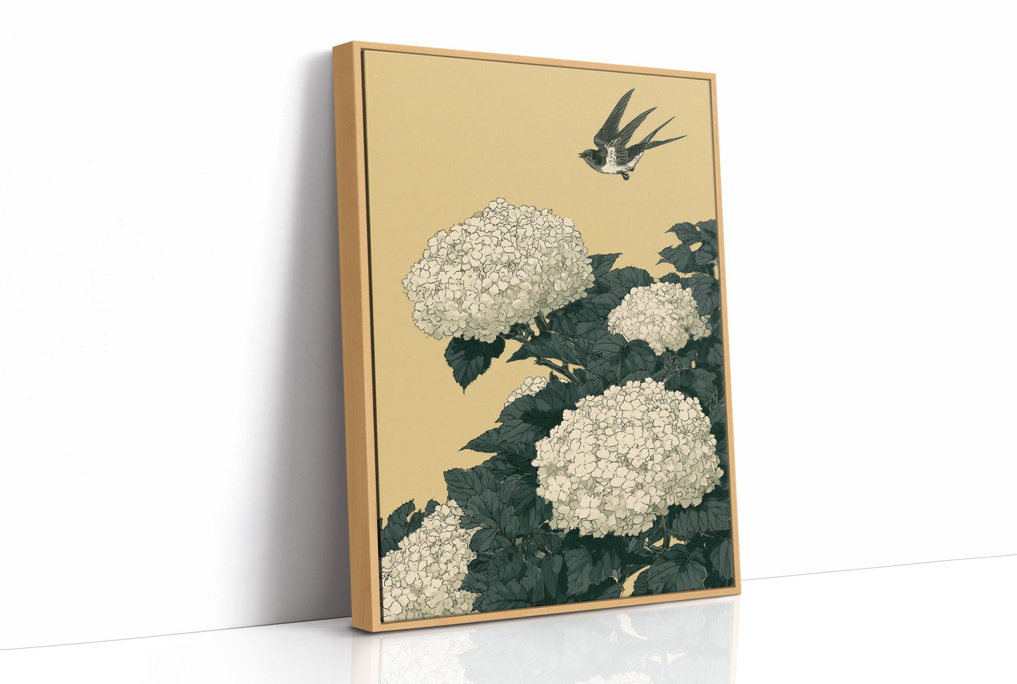 Swallow Over Golden Hydrangea