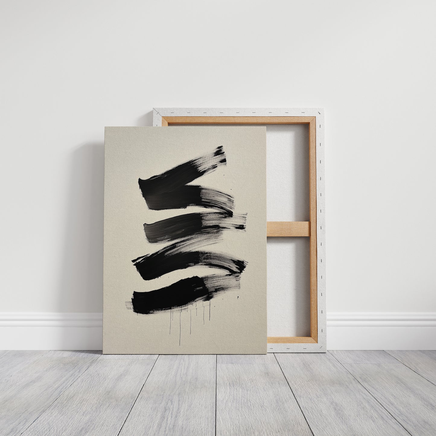 Black Strokes Dance Through Rain