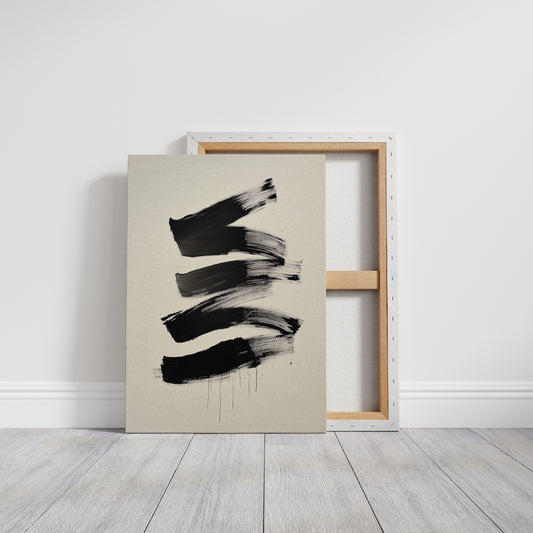 Black Strokes Dance Through Rain