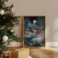 Moonlit Reindeer's Winter Tale Unfolds
