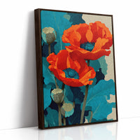 Poppies on Teal and Dust