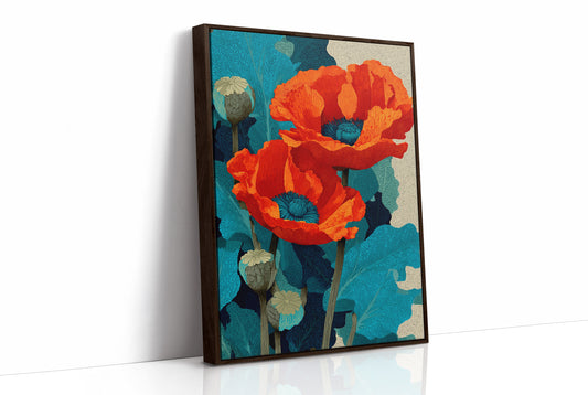 Poppies on Teal and Dust