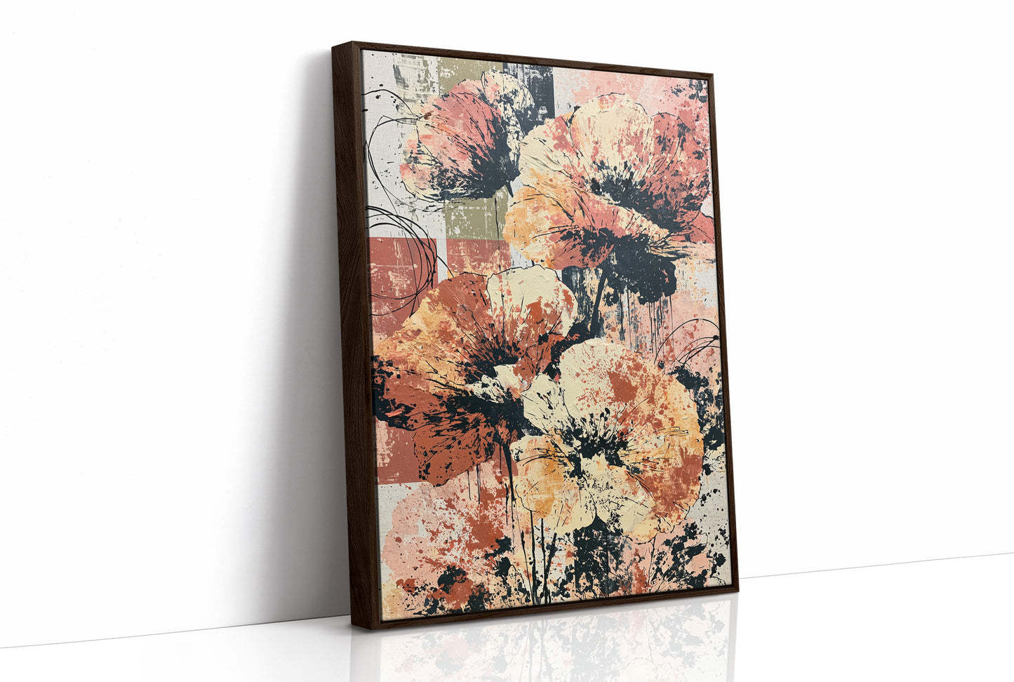 Amber Blooms in Ink & Drip