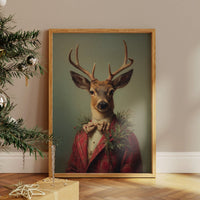 Festive Stag Adjusts His Bow