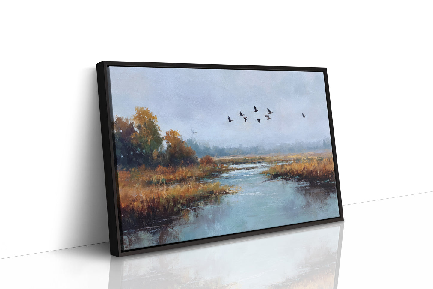 Autumn Geese Cross Silver Waters