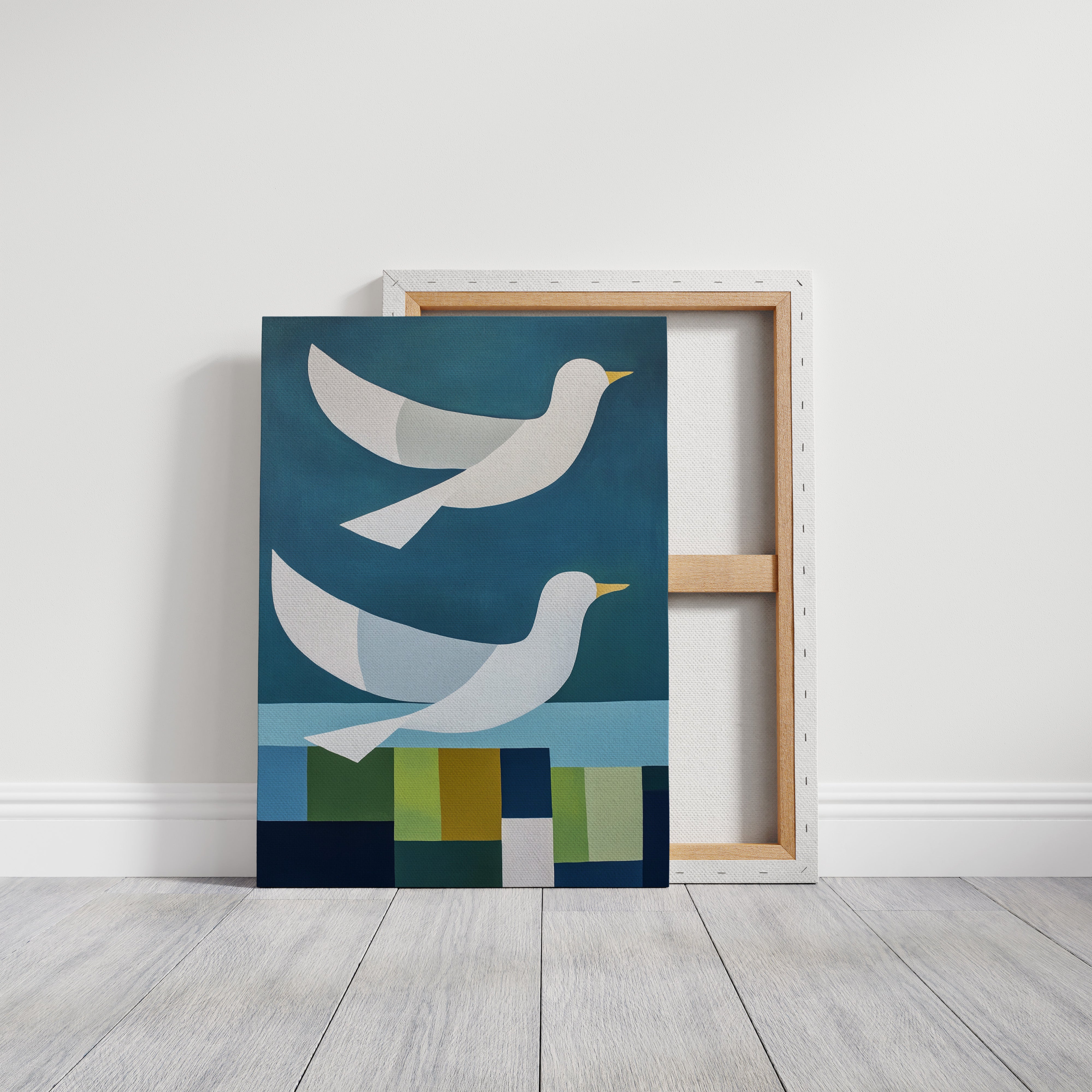Peace Doves Above Geometric Fields