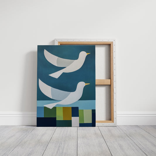 Peace Doves Above Geometric Fields
