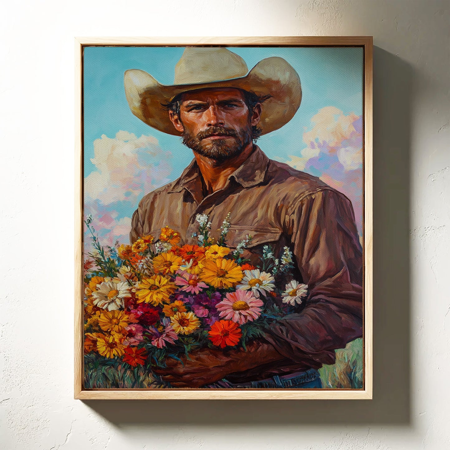 Cowboy with Flowers – Romantic Western Wall Art