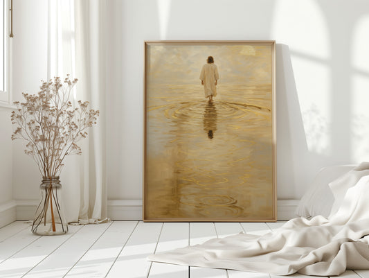 Golden Light Jesus Walking on Water