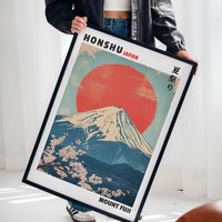 Vintage Mount Fuji – Rising Sun & Cherry Blossoms