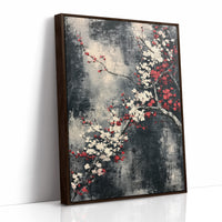 Cherry Blossoms on Charcoal Silk