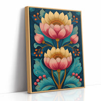 Folk Blooms on Deep Blue