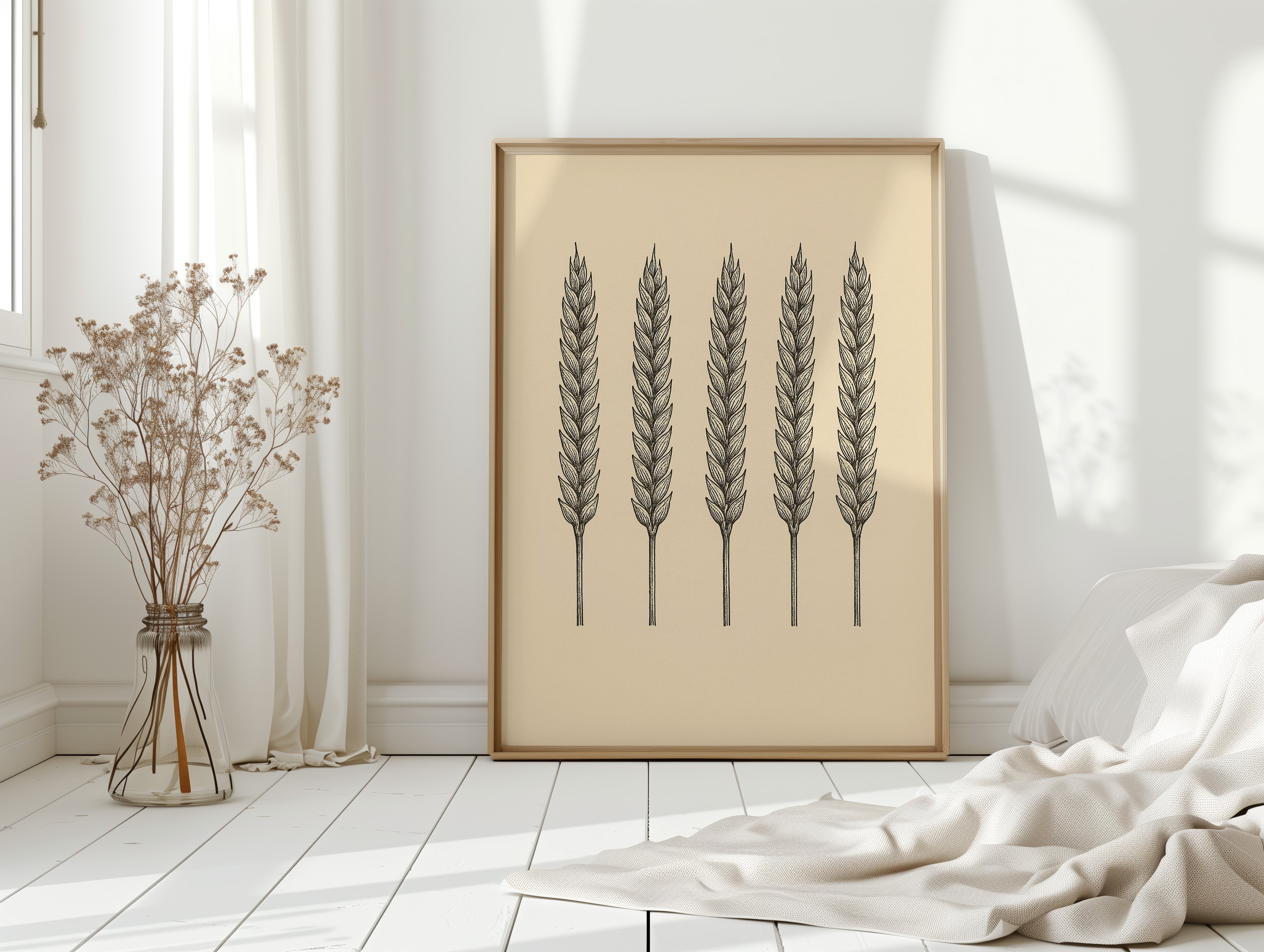 Five Loaves Botanical Wheat Illustration