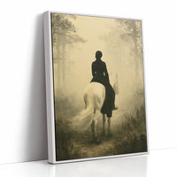 Rider in the Mist: Woman on a White Horse