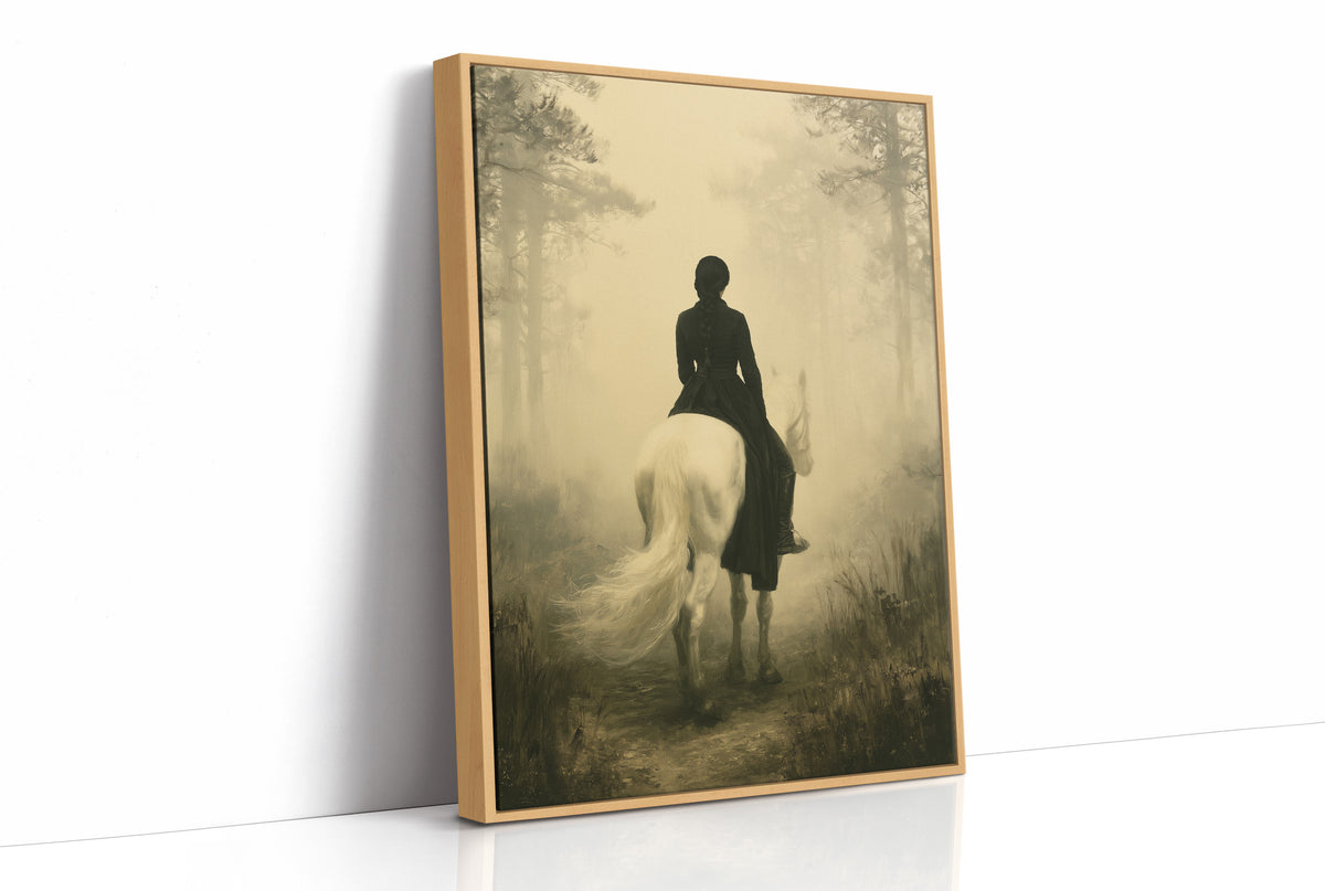 Rider in the Mist: Woman on a White Horse