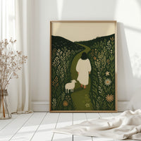 The Shepherd and the Lamb Floral Path Print