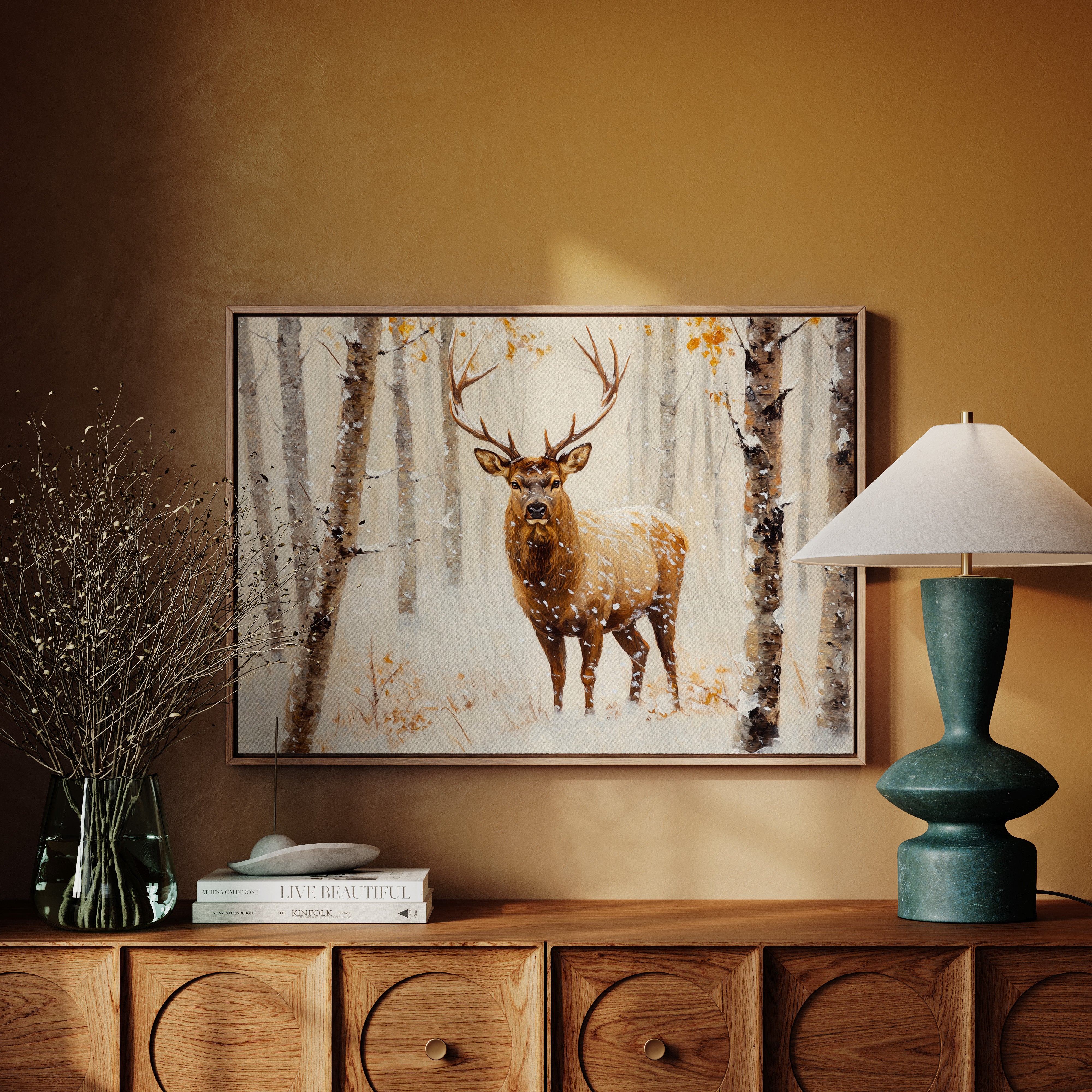 Noble Stag Among Winter Birches