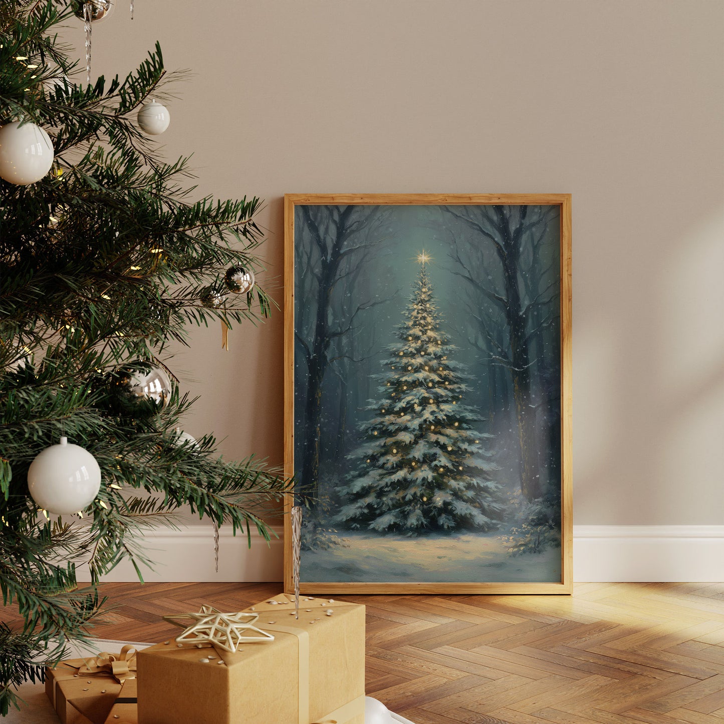 Silent Night Between Winter Trees