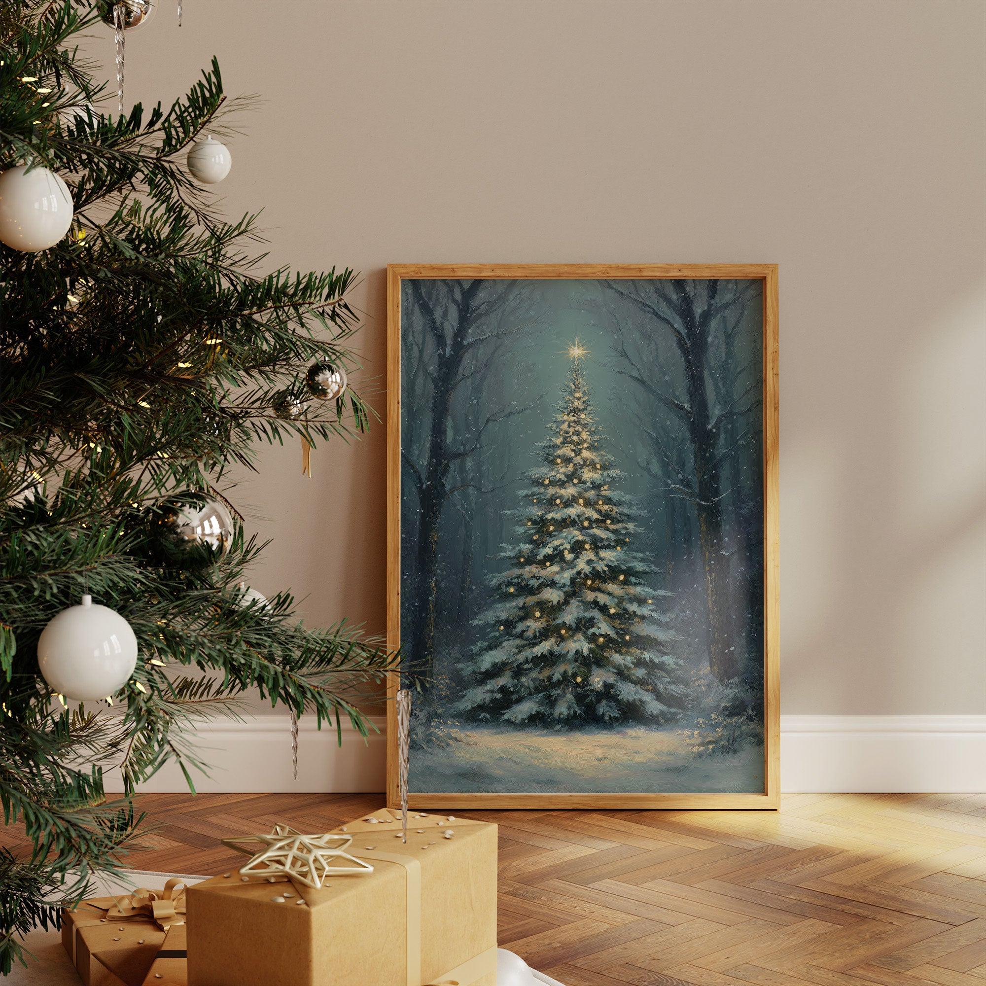 Silent Night Between Winter Trees