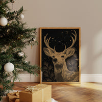 Starlit Stag Among Pine Branches
