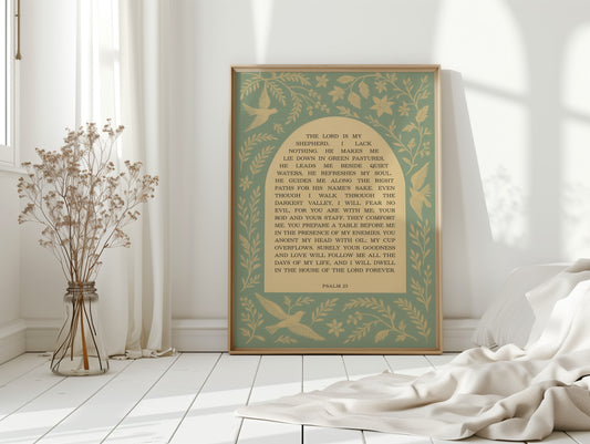 Psalm 23 Scripture with Doves and Florals