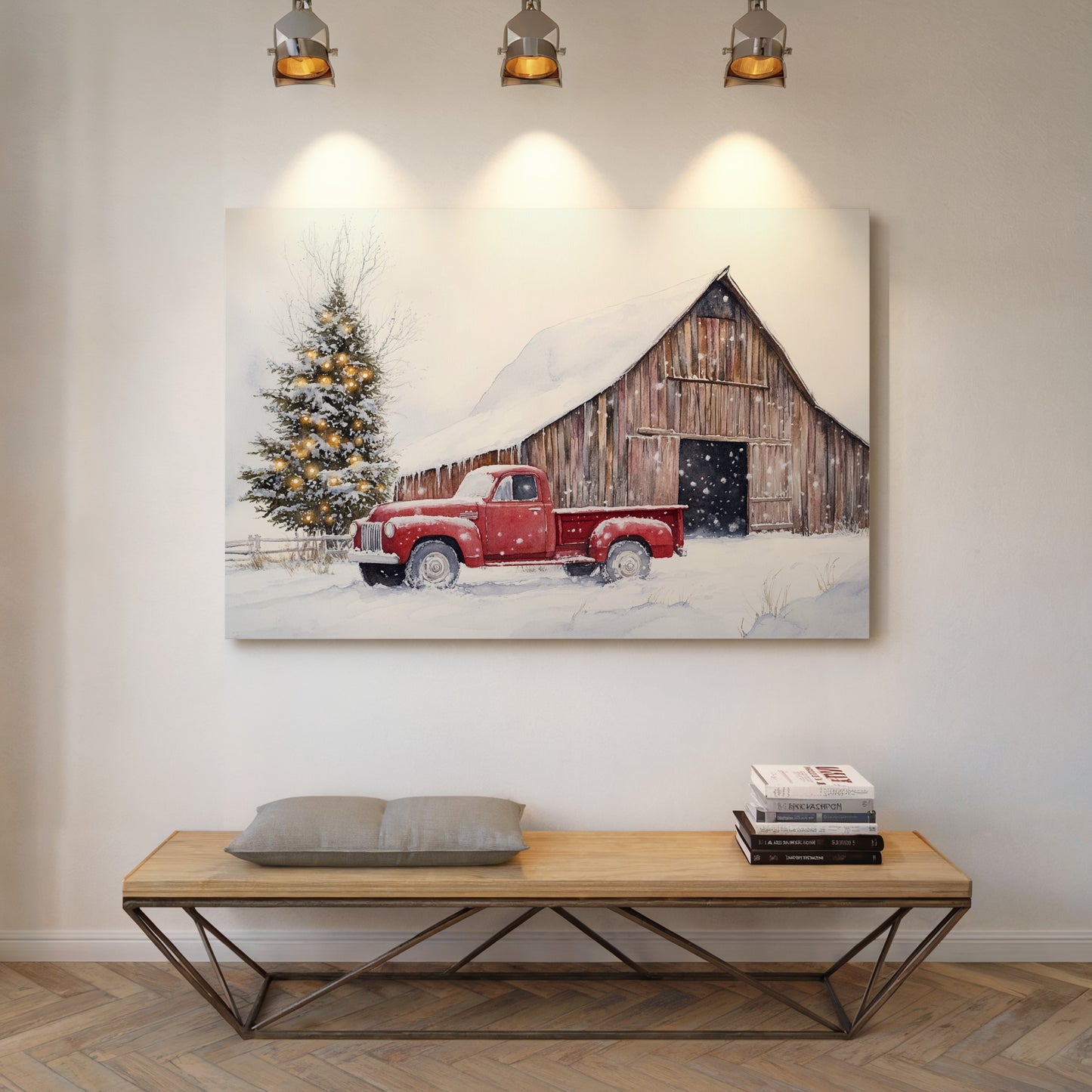 Red Pickup Brings Christmas Home