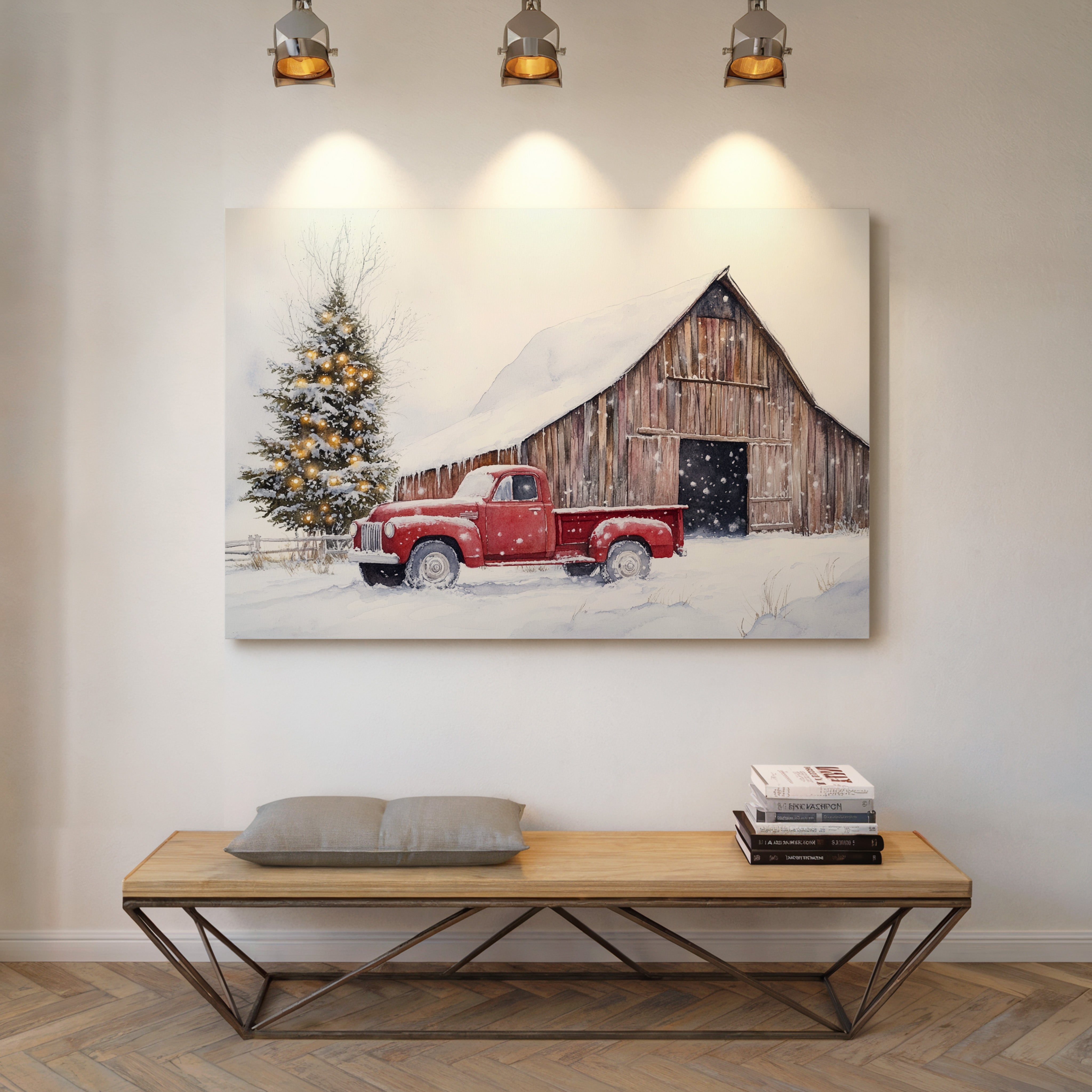 Red Pickup Brings Christmas Home