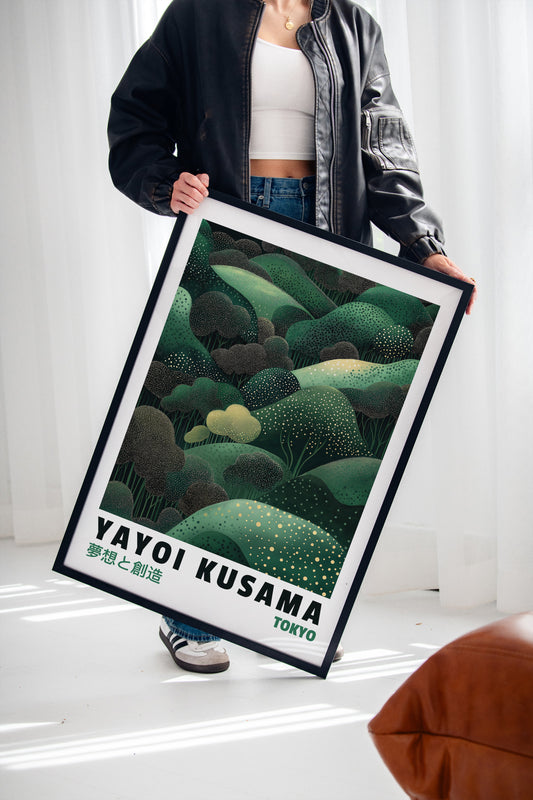 Abstract Green Dreamscape – Kusama-Inspired Forest
