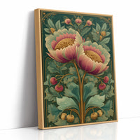 Two Peonies, One Gilded Stem
