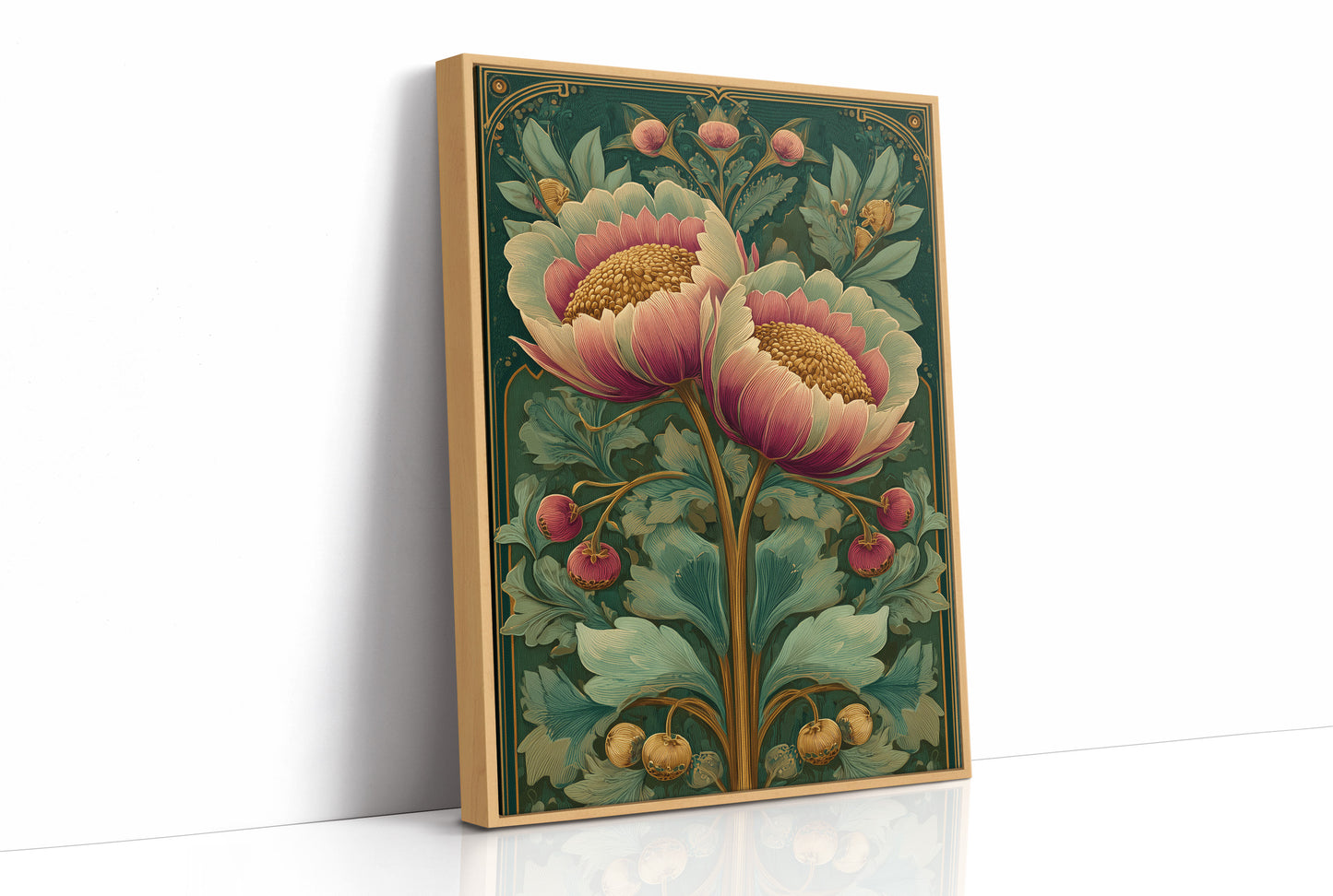 Two Peonies, One Gilded Stem