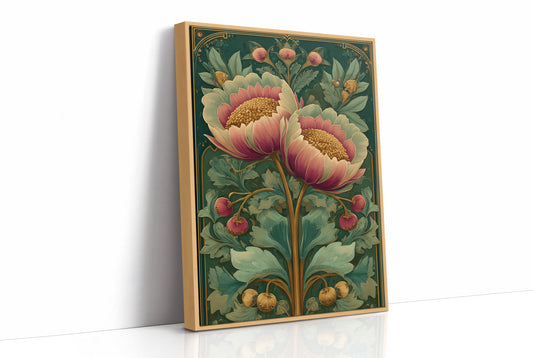 Two Peonies, One Gilded Stem