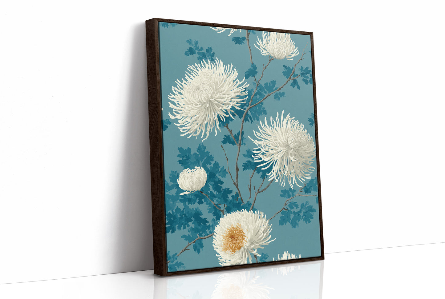 White Chrysanthemums on Still Water