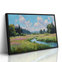 Summer Creek Bends Through Wildflowers