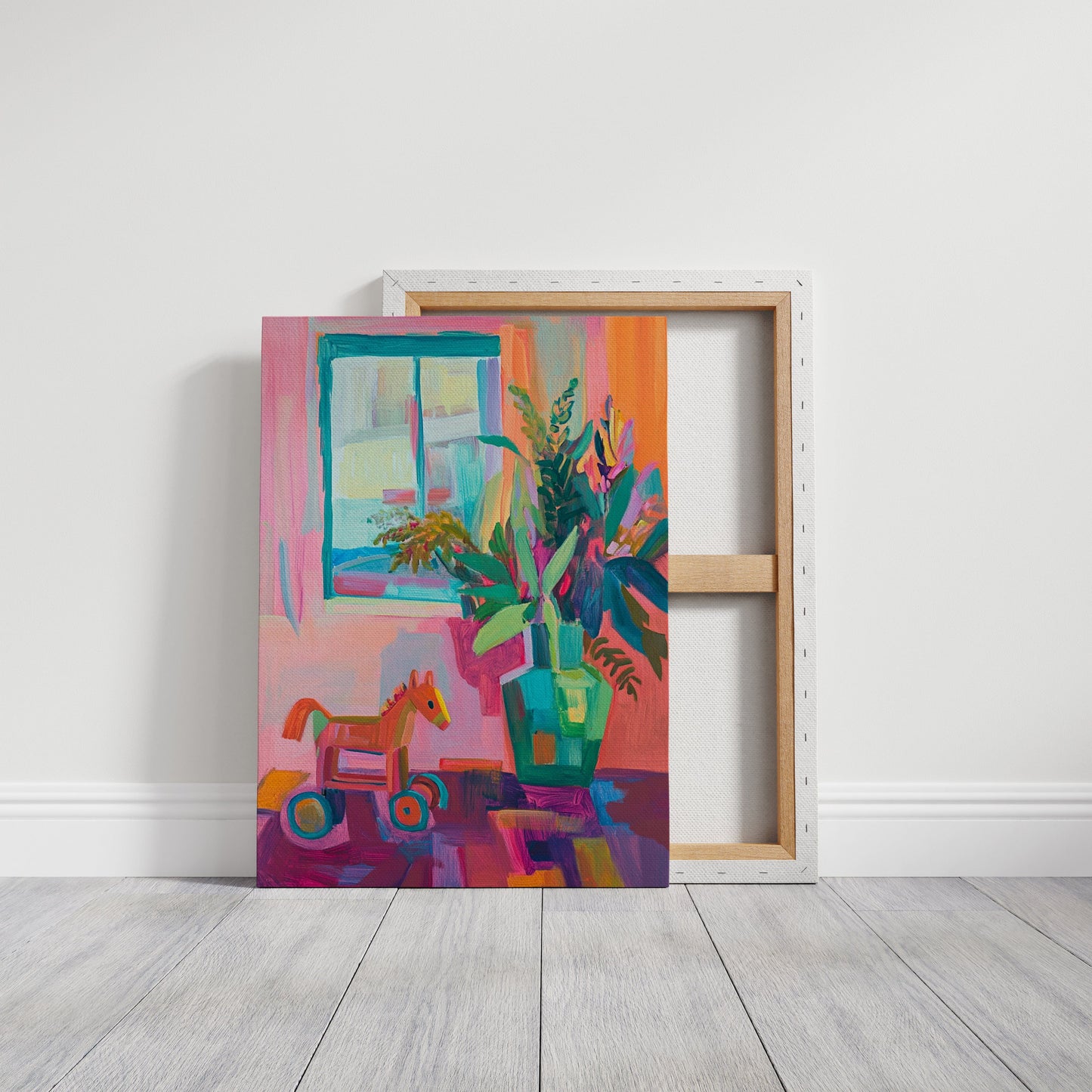 Wooden Horse By Summer Window