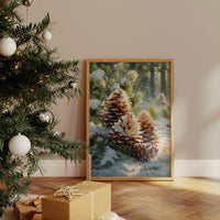 Snow Dusted Pinecones Tell December Tales