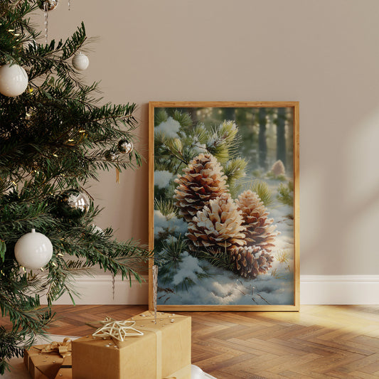 Snow Dusted Pinecones Tell December Tales