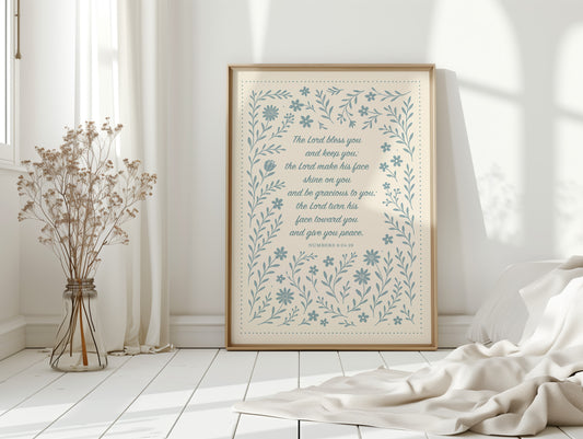 The Lord Bless You Floral Scripture Print