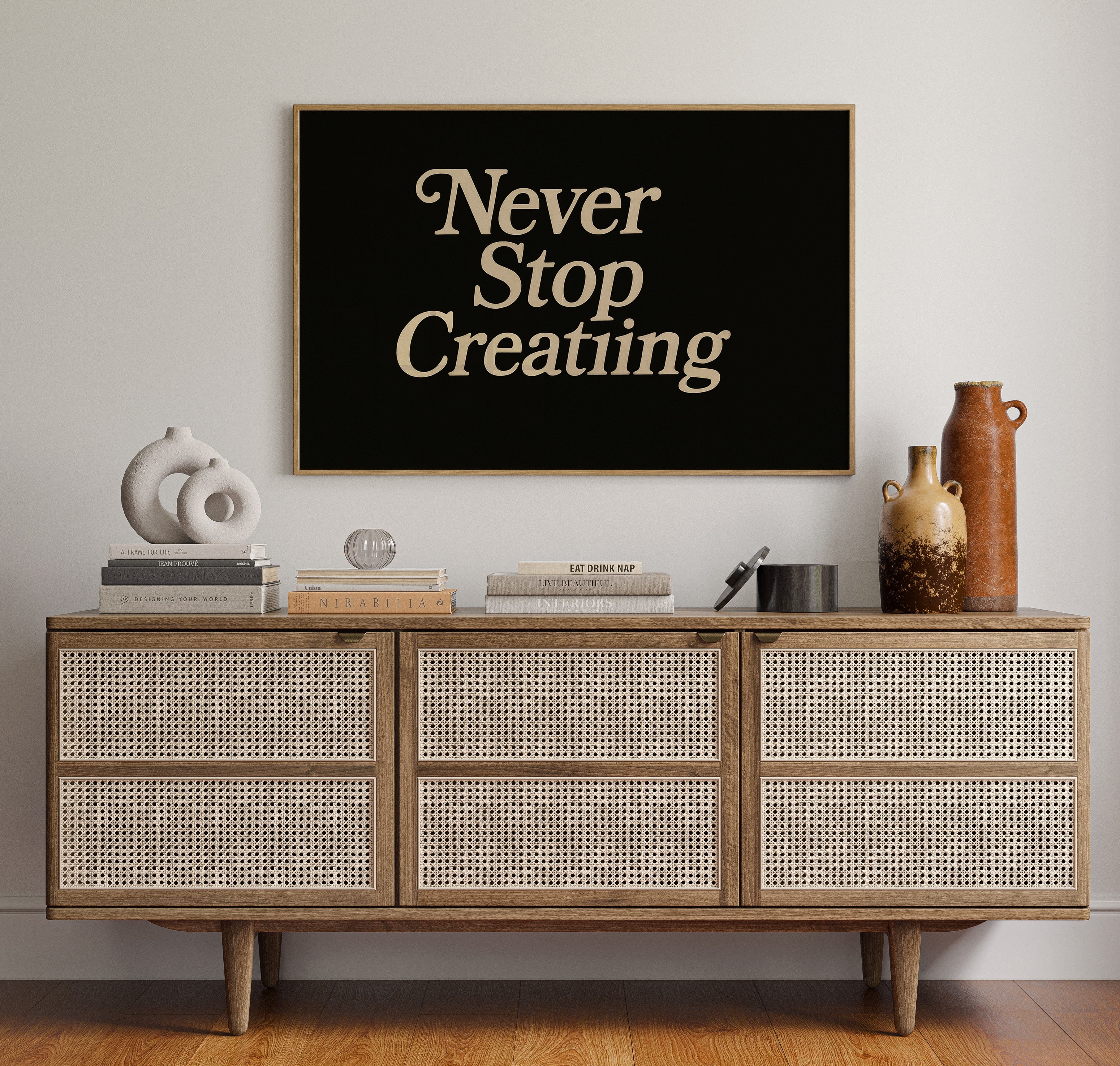 Never Stop Creating Retro Quote Print