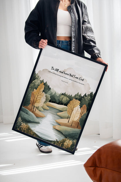 Be Still Autumn River Psalm Print