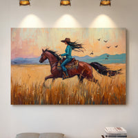 Cowgirl Ride at Sunset Plains