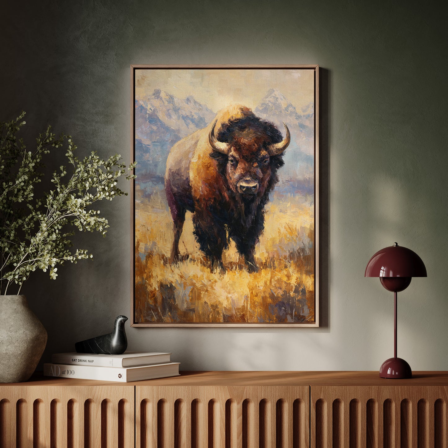 Majestic Bison in Golden Grasslands